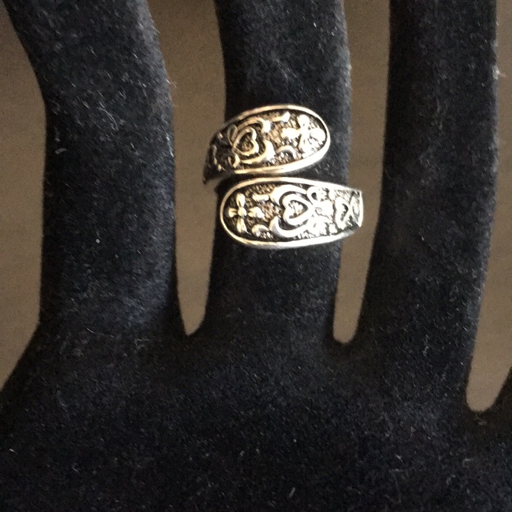 Sterling Silver Antique Filigree Flower Ring A15